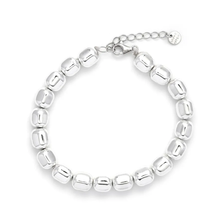 Pulsera de Plata de Ley 925 con Hematite acabada en rodio - Caspil