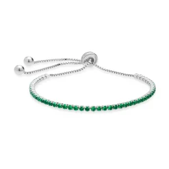 Pulsera de Plata de Ley 925 con Circonita Esmeralda acabada en rodio - Leythor