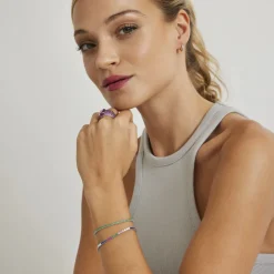 Pulsera de Plata de Ley 925 con Circonita Esmeralda acabada en rodio - Leythor