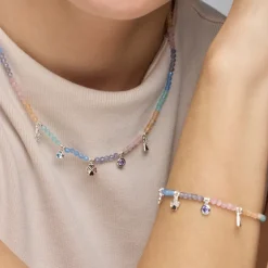 Pulsera de Plata de Ley 925 y Cristal Multicolor acabado rodio - Muza