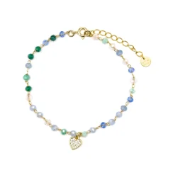 Pulsera de Plata de Ley 925 y Cristal Multicolor acabado oro amarillo de 18k - Caram
