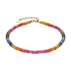 Pulsera de Plata de Ley 925 y Cristal Multicolor acabado oro 18k - Siran