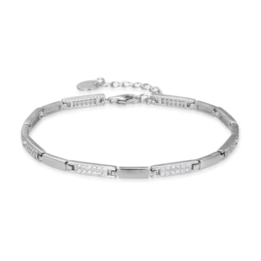 Pulsera de Plata de Ley 925 con Circonita Brillante acabada en rodio - Kinusi