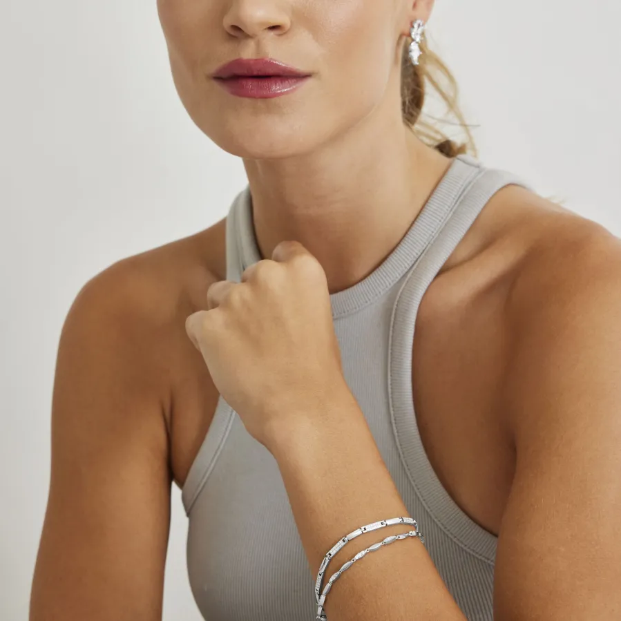 Pulsera de Plata de Ley 925 con Circonita Brillante acabada en rodio - Kinusi