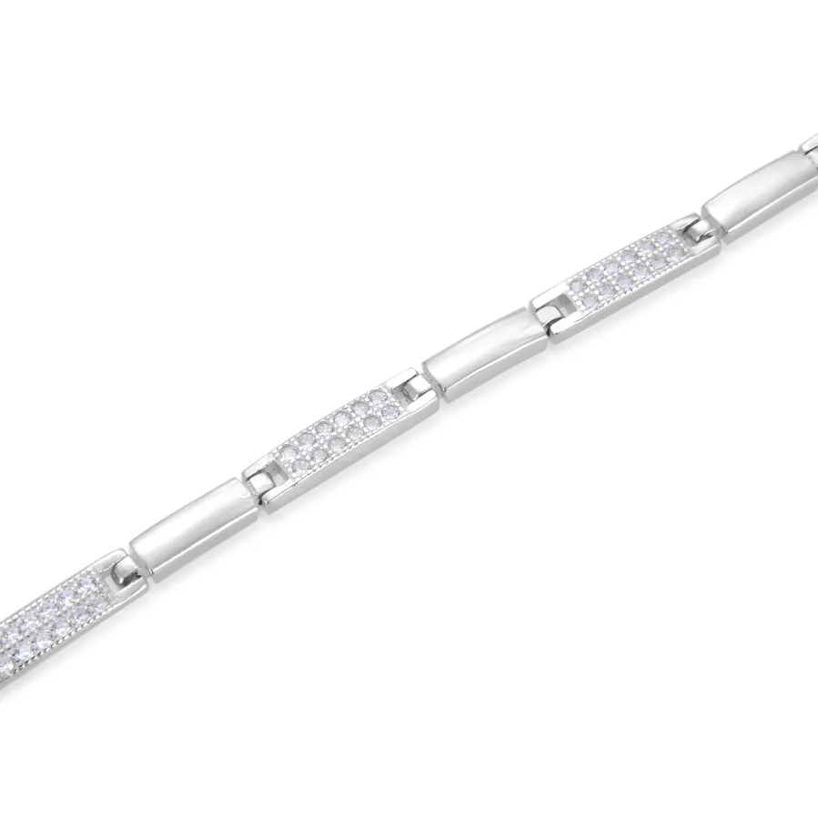 Pulsera de Plata de Ley 925 con Circonita Brillante acabada en rodio - Kinusi