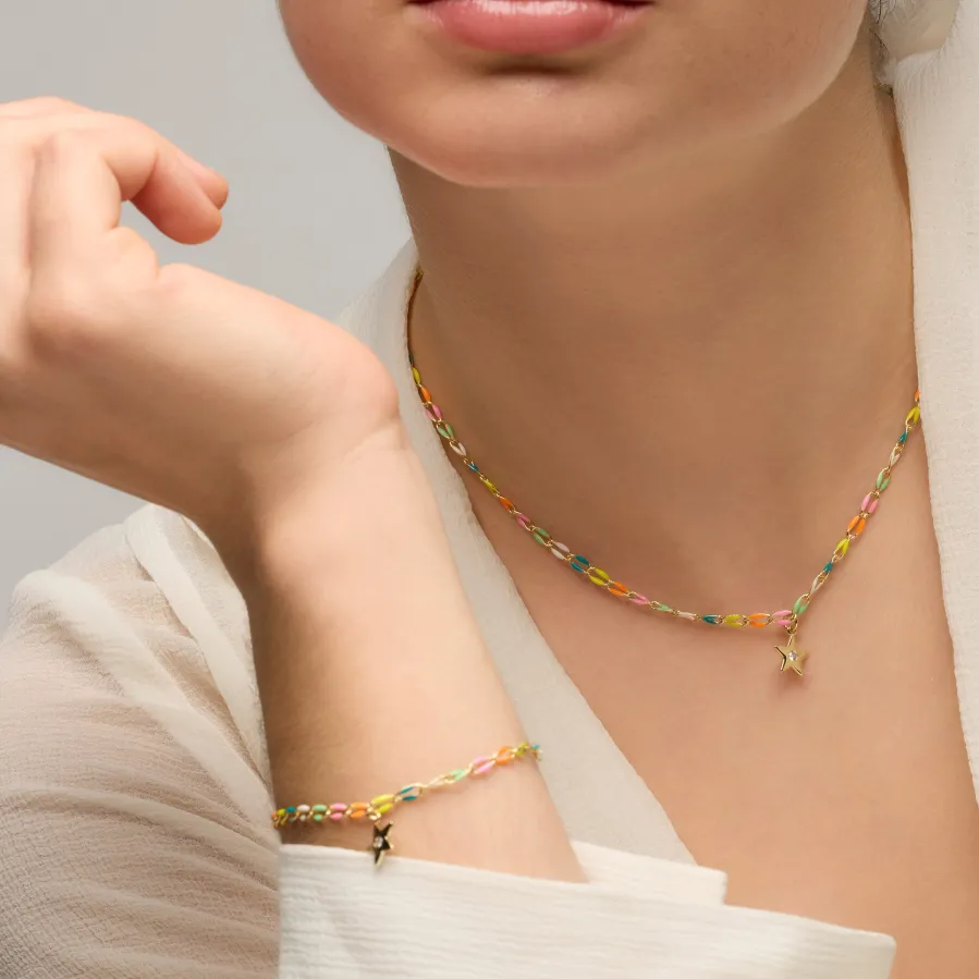 Pulsera de Plata de Ley 925 y Lacado Multicolor acabado oro amarillo de 18k - Saukha