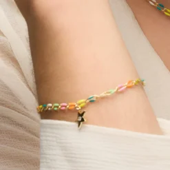 Pulsera de Plata de Ley 925 y Lacado Multicolor acabado oro amarillo de 18k - Saukha