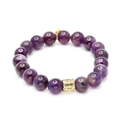 Pulsera de Plata de Ley 925 y Amatista Natural acabado en oro amarillo 18k - Ethel