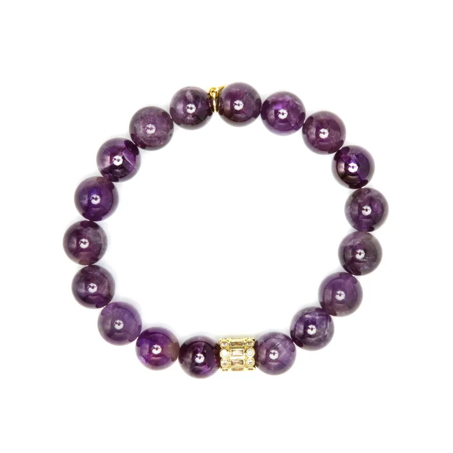 Pulsera de Plata de Ley 925 y Amatista Natural acabado en oro amarillo 18k - Ethel