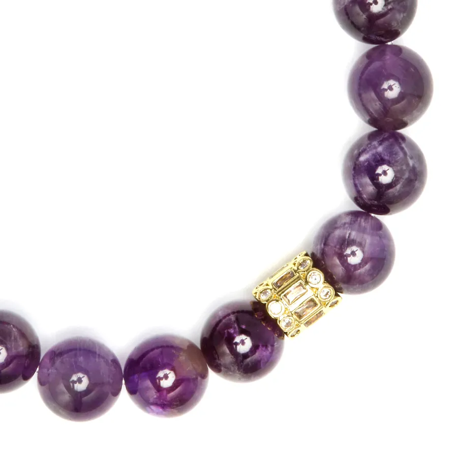 Pulsera de Plata de Ley 925 y Amatista Natural acabado en oro amarillo 18k - Ethel