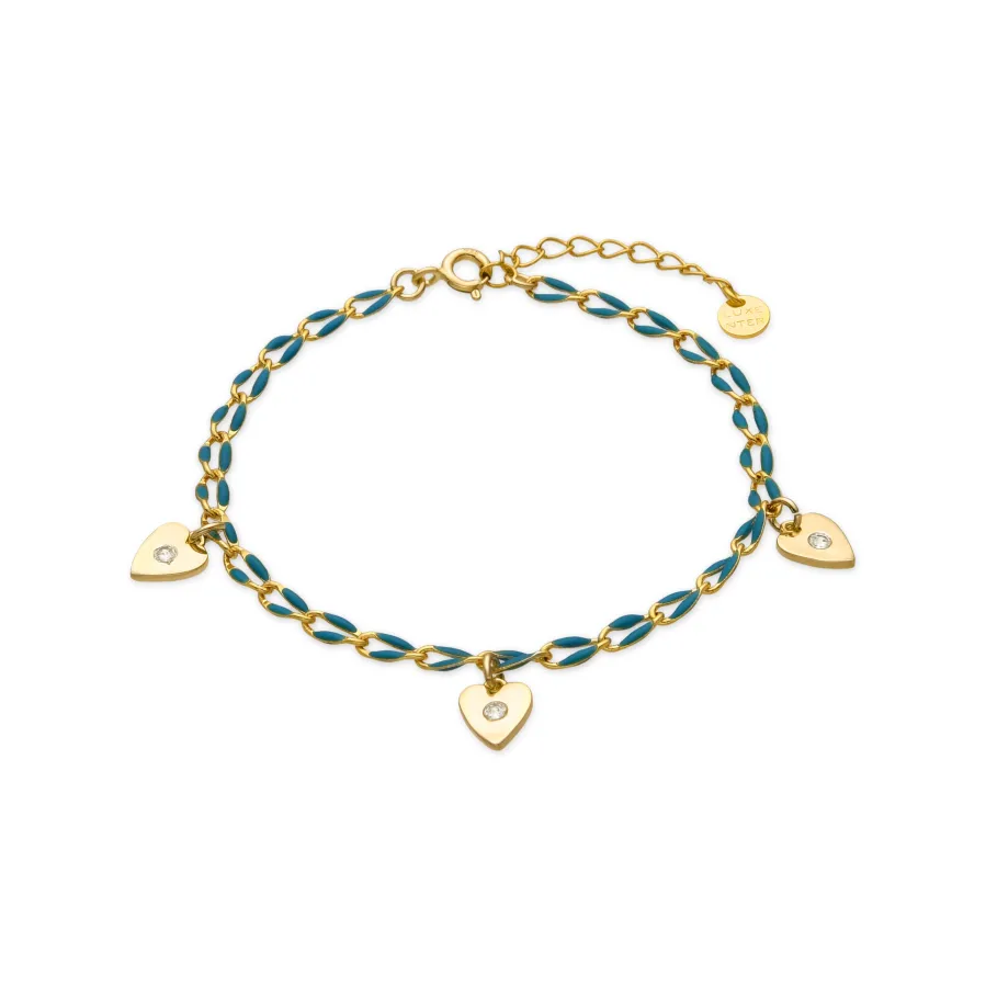 Pulsera de Plata de Ley 925 y Lacado Azul acabado oro amarillo de 18k - Drukya