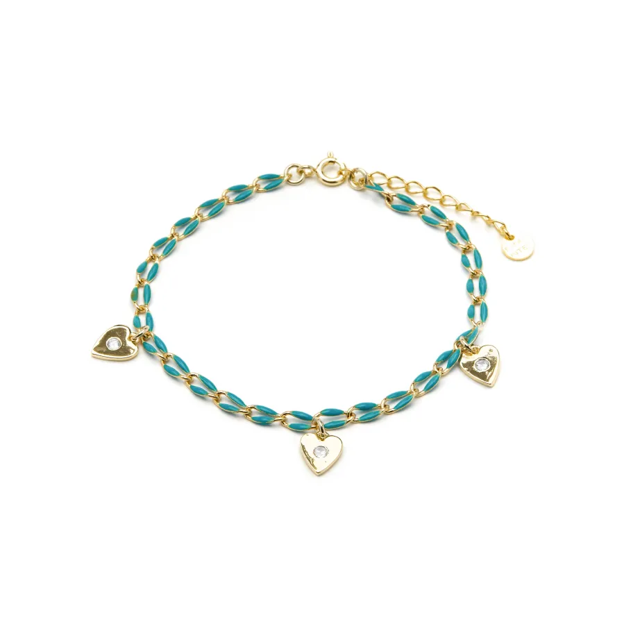 Pulsera de Plata de Ley 925 y Lacado Azul acabado oro amarillo de 18k - Drukya