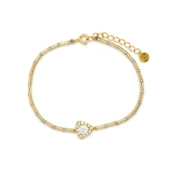 Pulsera de Plata de Ley 925 y Circonita Brillante acabado en oro amarillo 18k - Aldra
