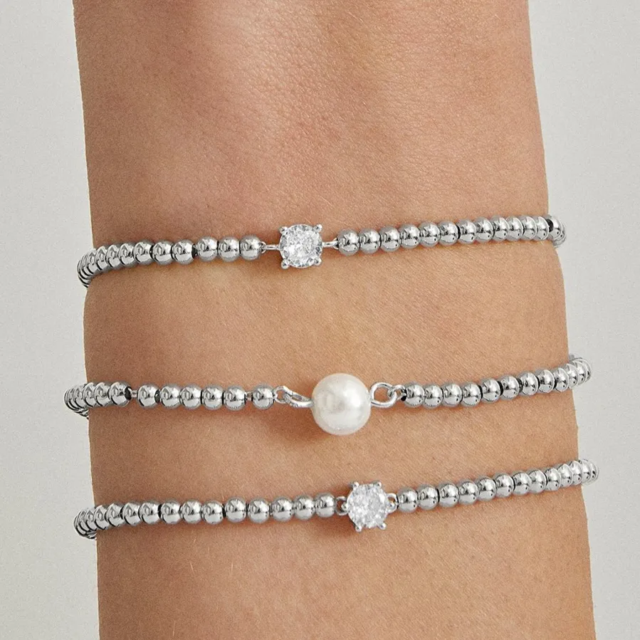 Pulsera de Plata de Ley 925 con Circonita Brillante acabada en rodio - Ruza