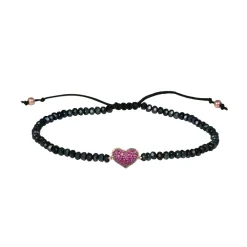 Pulsera de Plata de Ley 925 con Circonita Rubí acabada en oro rosa 18K - Amor