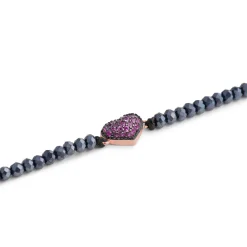 Pulsera de Plata de Ley 925 con Circonita Rubí acabada en oro rosa 18K - Amor