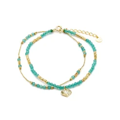 Pulsera de Plata de Ley 925 y Cristal Verde acabado oro amarillo de 18k - Talorce