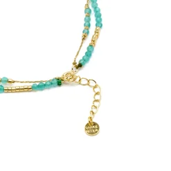 Pulsera de Plata de Ley 925 y Cristal Verde acabado oro amarillo de 18k - Talorce