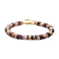 Pulsera de Plata de Ley 925 y Agata Multicolor acabado oro amarillo de 18k Umex