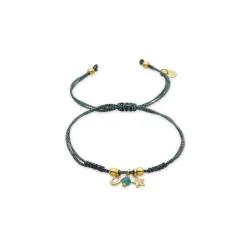 Pulsera de Plata de Ley 925 y Cristal Verde acabada en oro amarillo de 18k - Estrella
