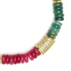 Pulsera de Plata de Ley 925 y Turmalina Multicolor acabado en oro amarillo 18k - Megro