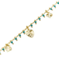 Pulsera de Plata de Ley 925 y Cristal Verde acabado oro amarillo de 18k - Dadrec