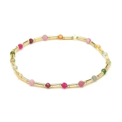 Pulsera de Plata de Ley 925 y Turmalina Multicolor acabado en oro amarillo 18k - Otssy