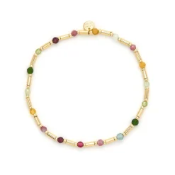 Pulsera de Plata de Ley 925 y Turmalina Multicolor acabado en oro amarillo 18k - Otssy