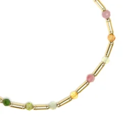 Pulsera de Plata de Ley 925 y Turmalina Multicolor acabado en oro amarillo 18k - Otssy