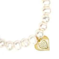 Pulsera de Plata de Ley 925 y Perla Blanca acabado en oro amarillo 18k - Ramiya