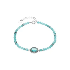 Pulsera de Plata de Ley 925 y Circonita Topacio Azul acabado rodio - Nazki