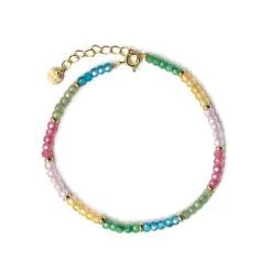 Pulsera de Plata de Ley 925 y Cristal Multicolor acabado en oro amarillo de 18k - Shusau