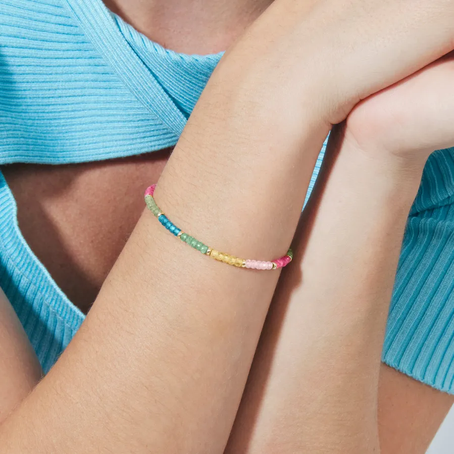 Pulsera de Plata de Ley 925 y Cristal Multicolor acabado en oro amarillo de 18k - Shusau