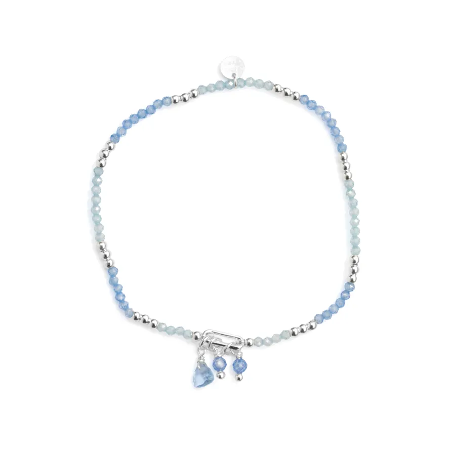 Pulsera de Plata de Ley 925 y Cristal Azul acabado en rodio - Ilkan