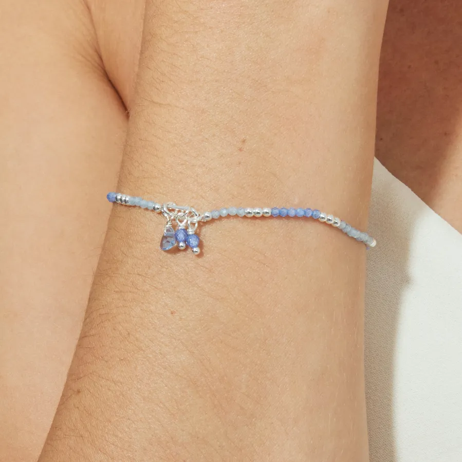 Pulsera de Plata de Ley 925 y Cristal Azul acabado en rodio - Ilkan