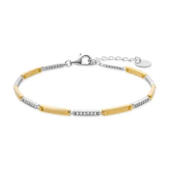 Pulsera de plata de ley 925 con Circonita Brillante acabada en oro amarillo 18K - Kishan