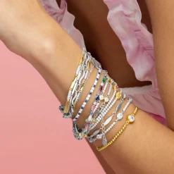 Pulsera de plata de ley 925 con Circonita Brillante acabada en oro amarillo 18K - Kishan
