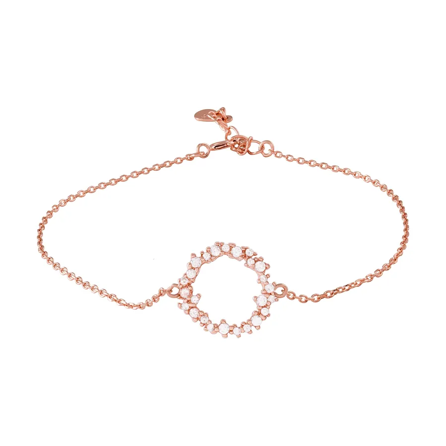 Pulsera de Plata de Ley 925 con Circonita Brillante acabada en oro rosa 18K - Thilak