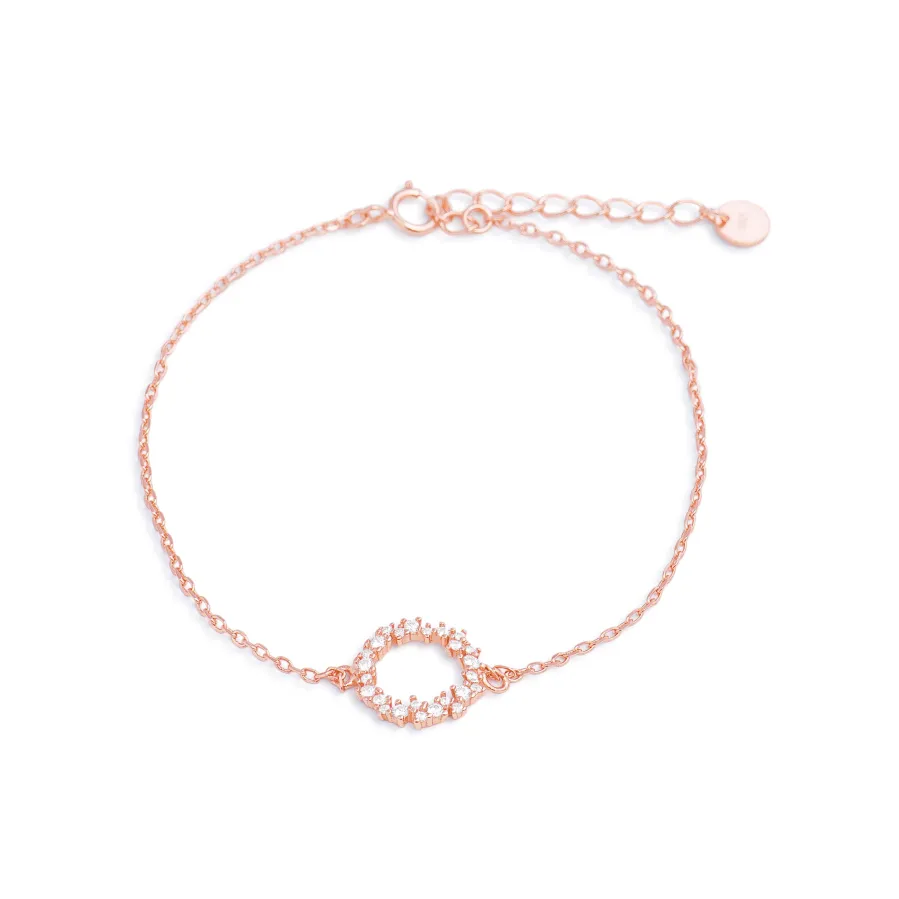 Pulsera de Plata de Ley 925 con Circonita Brillante acabada en oro rosa 18K - Thilak