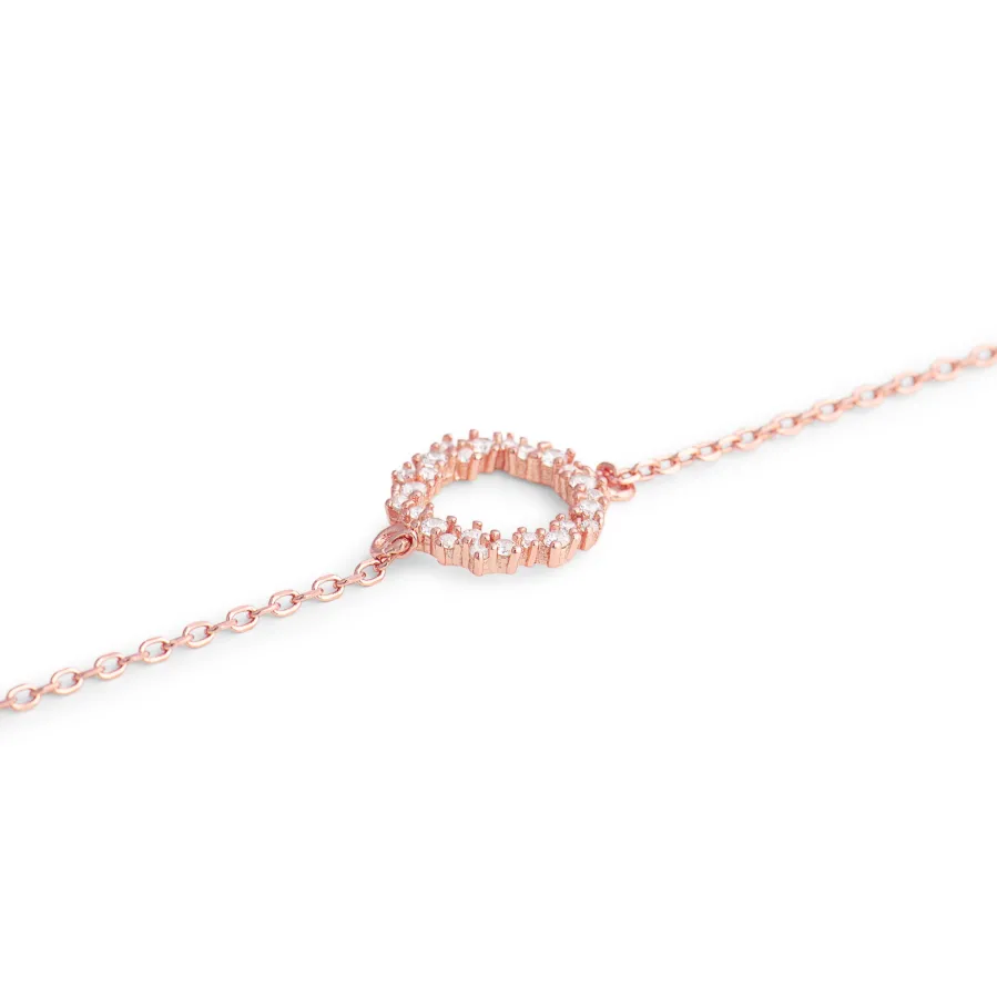 Pulsera de Plata de Ley 925 con Circonita Brillante acabada en oro rosa 18K - Thilak