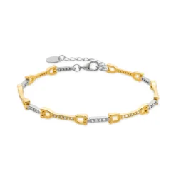 Pulsera de plata de ley 925 con Circonita Brillante acabada en oro amarillo 18K - Azhla