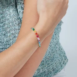 Pulsera de Plata de Ley 925 y Cuarzo Hidrotermal Multicolor acabado en rodio - Rasyes