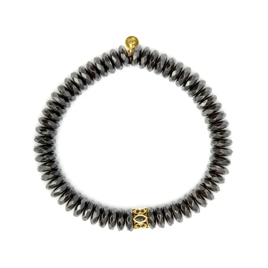 Pulsera de Plata de Ley 925 y Hematite acabado en oro amarillo 18k - Lakil