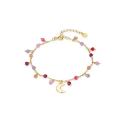 Pulsera de Plata de Ley 925 con Cristal Multicolor acabada en oro amarillo 18K - Tryx