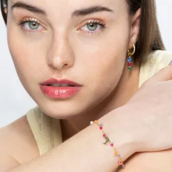 Pulsera de Plata de Ley 925 con Cristal Multicolor acabada en oro amarillo 18K - Tryx