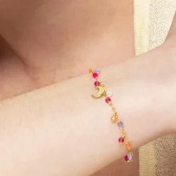 Pulsera de Plata de Ley 925 con Cristal Multicolor acabada en oro amarillo 18K - Tryx