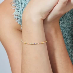 Pulsera de Plata de Ley 925 y Cristal Multicolor acabado en oro amarillo de 18k - Sharawi