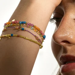 Pulsera de Plata de Ley 925 y Lacado Multicolor acabado oro 18k - Liesi