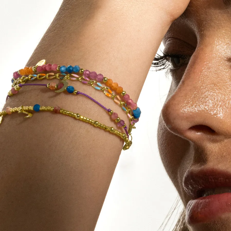 Pulsera de Plata de Ley 925 y Lacado Multicolor acabado oro 18k - Liesi