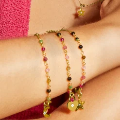 Pulsera de Plata de Ley 925 con Cristal Multicolor acabada en oro amarillo 18K - Suor